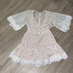 HELLO MOLLY SIZE MEDIUM WHITE LACEY MINI DRESS